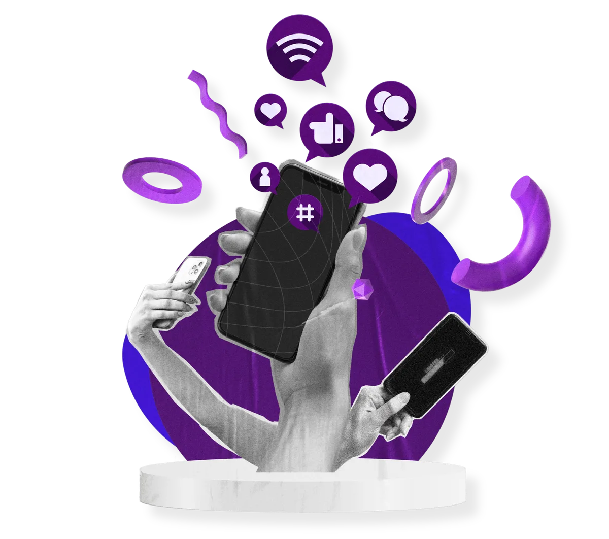 Megafon mit Social-Media-Symbolen