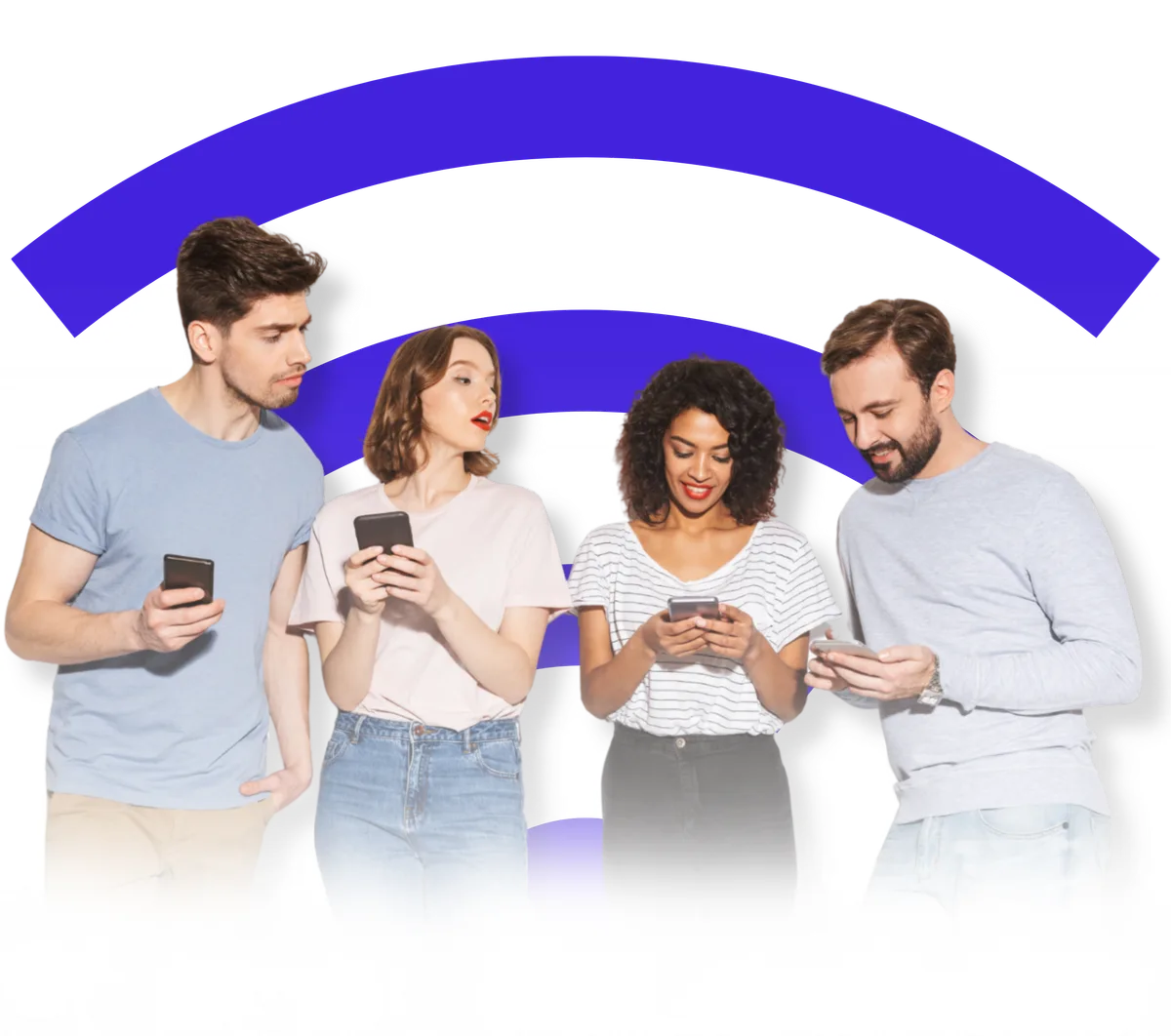 Menschen mit Smartphones