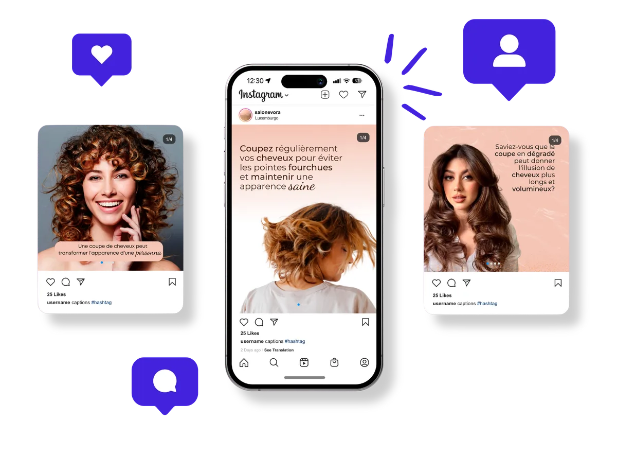 Social-Media-Beiträge für einen Kosmetiksalon